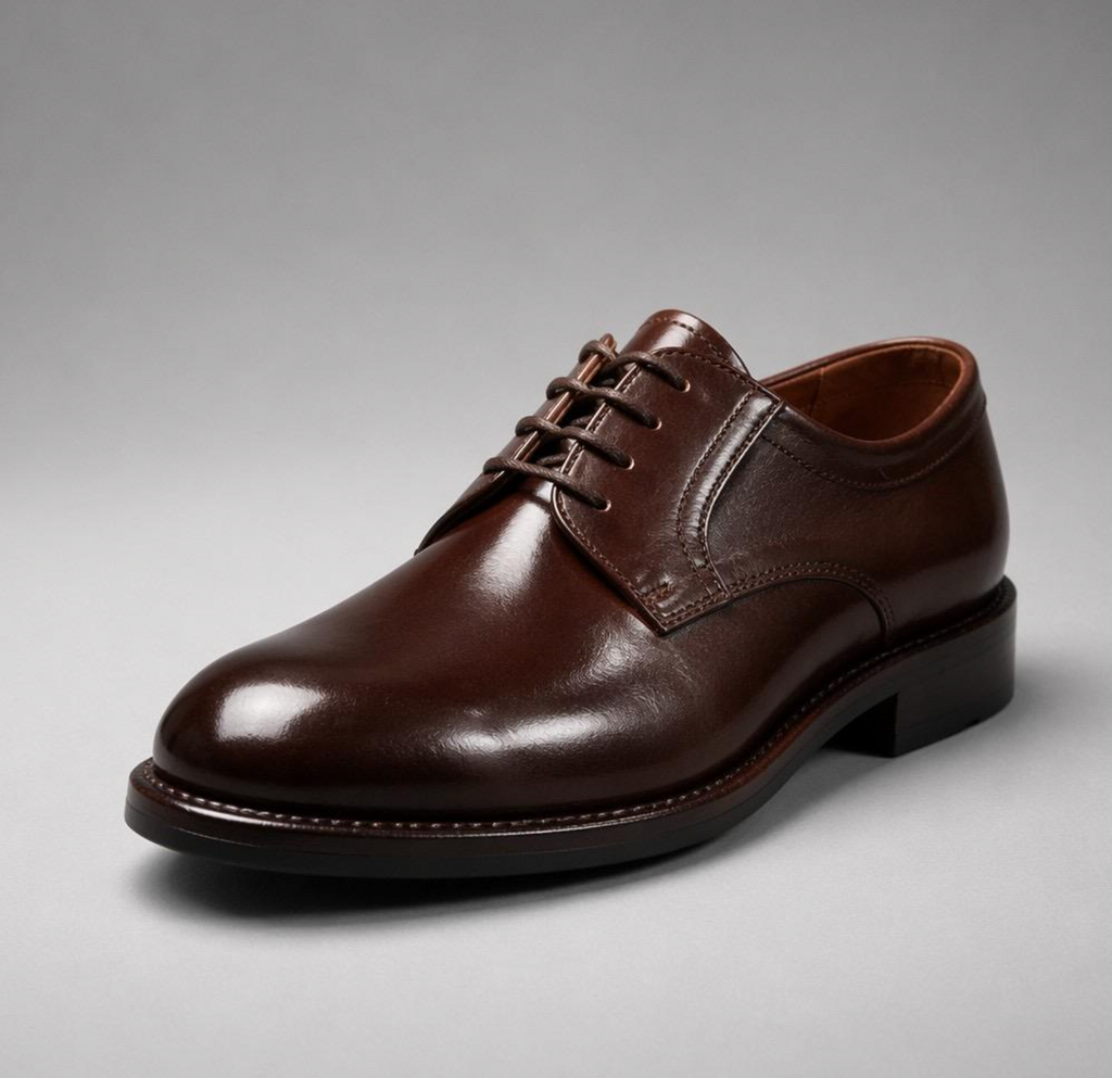 Washed Horse Leather Derby Dress Shoes for Men