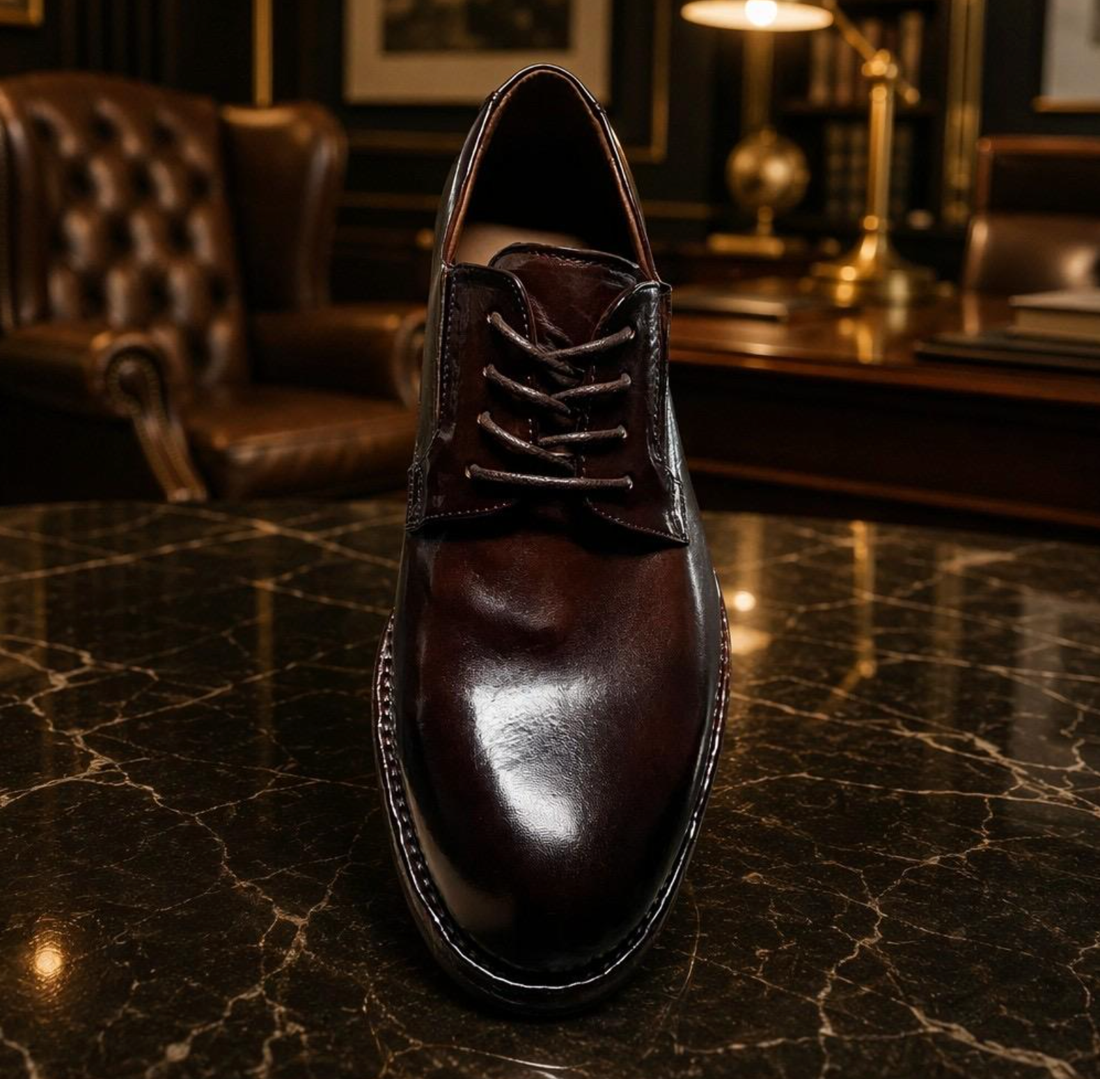 Washed Horse Leather Derby Dress Shoes for Men
