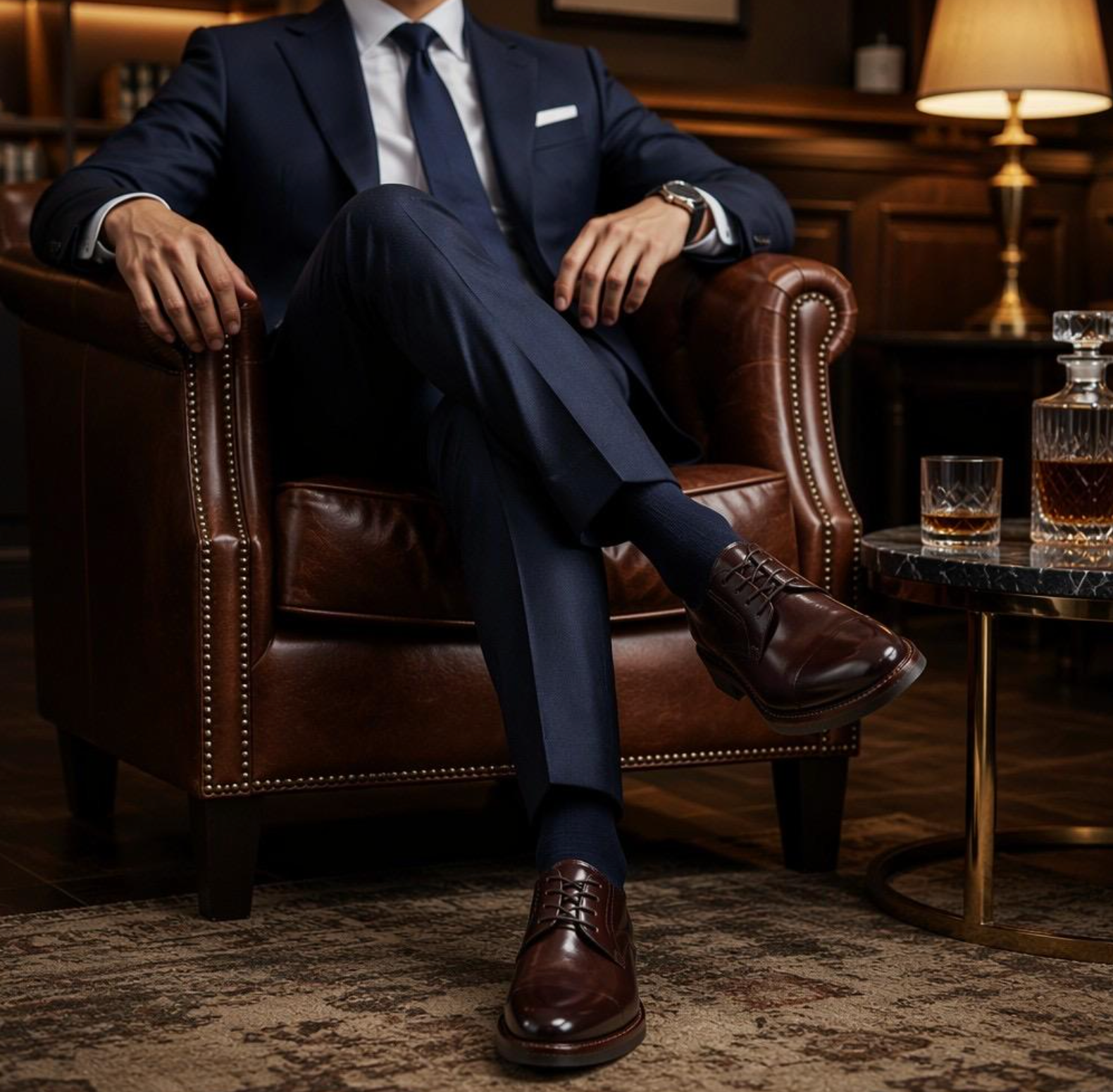 Washed Horse Leather Derby Dress Shoes for Men